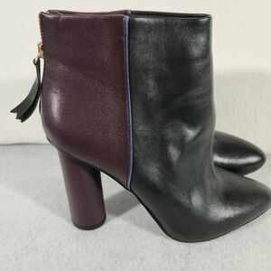 Cabi 6004 Bisset Leather Bootie Size 10 Vino Color Block Accent Zipper Boots